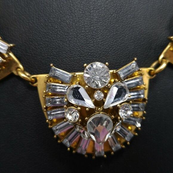 J Crew Clear Rhinestone Gold Tone Necklace, Three Jeweled Pendants, 21 Inches - Picture 8 of 8